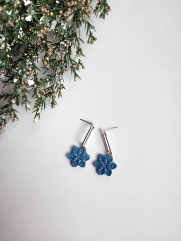 Blue Glitter Snow Dangle